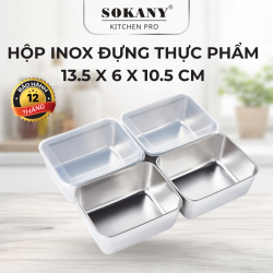 Hộp Inox SOKANY Kèm Nắp Nhựa Bảo Quản Thực Phẩm Bằng Inox Chịu Nhiệt An Toàn Cho Sức Khỏe