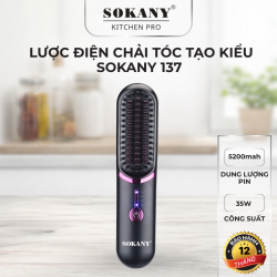 Lược điện chải tóc không dây SOKANY 137 35W lược duỗi tóc ion âm 3 cấp độ nhiệt 