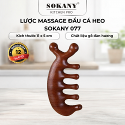 Lược massage gỗ đàn hương lược đầu cá heo massage kinh tuyến toàn thân 5 nhánh thư giãn Sokany 077