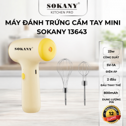 Máy đánh trứng cầm tay mini Sokany 13643 23w máy đánh trứng trộn bột mini 2 đầu sạc pin tiện lợi