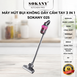 Máy hút bụi không dây cầm tay 3 in 1 Sokany 025 công suất 100W lực hút 10.000 Pa