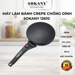 Máy làm bánh crepe bánh cuốn chống dính Sokany 13610 550w máy tráng bánh chống dính cao cấp