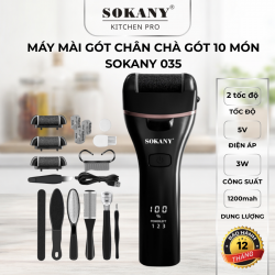 Máy mài gót chân máy tự động 10 món 2 chế độ sạc usb Sokany 035 dụng cụ tẩy tế bào chết bàn chân