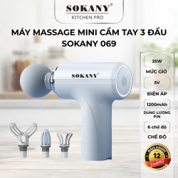 Máy massage cầm tay mini 4 đầu súng massage cầm tay nhỏ gọn công nghệ ai cảm biến giãn cơ Sokany 069