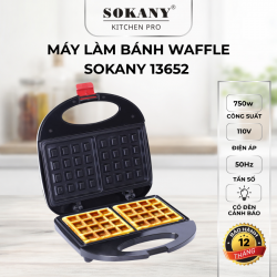 Máy làm bánh waffle Sokany 13652 750w máy làm bánh kẹp đôi nóng đều 2 mặt máy nướng bánh tổ ong