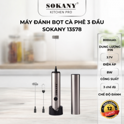 Máy đánh bọt cà phê Sokany 13578 3 đầu máy đánh bọt đánh kem 3 chế độ cao cấp