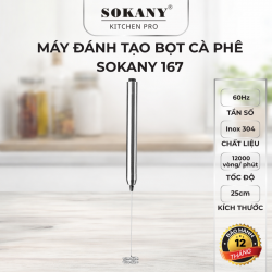 Máy đánh tạo bọt cà phê cầm tay inox 304 SOKANY 167 máy đánh bọt cà phê công suất mạnh cầm tay