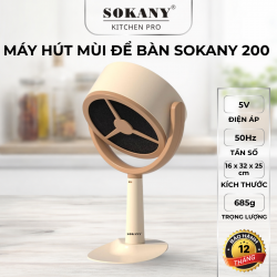 Máy hút mùi để bàn Sokany 200 sạc pin máy hút mùi điều chỉnh chiều cao quạt hút gập 90 độ cao cấp