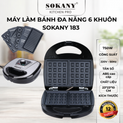 Máy làm bánh đa năng 6 khuôn Sokany 183 750W chỉnh nhiệt độ máy làm bánh 6in1