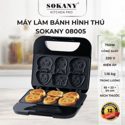Máy làm bánh hình thú Sokany SK-08005 máy làm bánh rán bánh bông lan hình thú 750W
