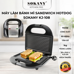 Máy Làm Bánh Mì Sandwich Hotdog SOKANY KJ-108 Khuôn Ngang 700W