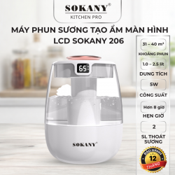 Máy phun sương tạo ẩm màn hình LCD máy tạo độ ẩm phun kép Sokany 206 5W