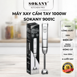 Máy Xay Cầm Tay 1000W SOKANY SKN-9001C Thân Inox Bạc Sang Trọng Hoạt Động Mạnh Mẽ Xay Được Thịt