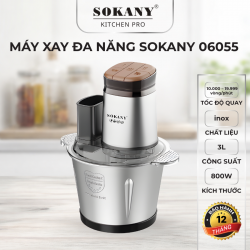 Máy xay đa năng Sokany SK-06055 3L máy xay thịt 800W inox cao cấp