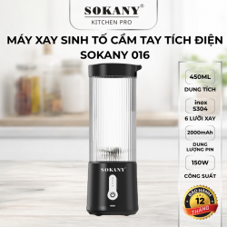 Máy xay sinh tố mini cầm tay không dây Sokany 016 máy xay cầm tay tiện lợi 450ml 3 in 1 sạc usb