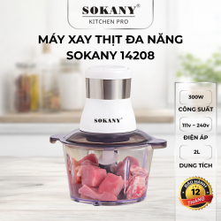 Máy xay thịt đa năng Sokany 14208 máy xay thực phẩm đa năng cối thủy linh 2L chịu lực cao cấp