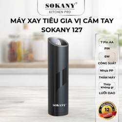 Máy xay tiêu gia vị cầm tay tự động SOKANY 127 dụng cụ xay tiêu điều chỉnh mức độ xay sử dụng pin
