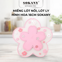 Miếng Lót Nồi Lót Ly Hình Hoa Anh Đào Bằng Silicon Chống Thấm Chịu Nhiệt 16cm