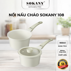 Nồi nấu cháo cao cấp cho bé ăn dặm SOKANY 108 nồi quánh bột chống dính cán dài