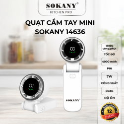 Quạt cầm tay mini Sokany 14636 quạt phản lực cầm tay 5 cấp độ gió quạt tích điện có thể gấp gọn