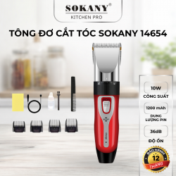 Tông đơ cắt tóc Sokany 14654 máy hớt tóc tại nhà sạc pin kèm phụ kiện