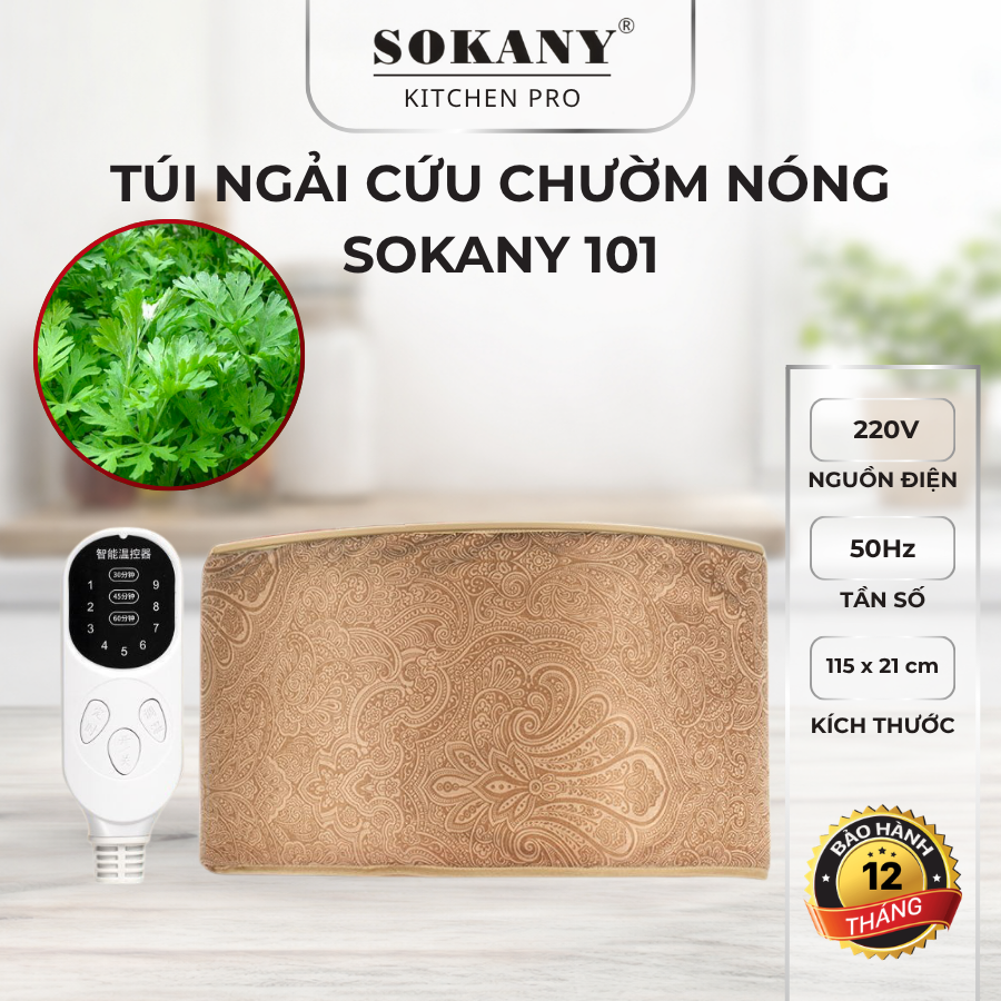 Túi ngải cứu chườm nóng đầu gối SOKANY 101 đai gối ngải cứu sưởi ấm bằng điện hiện đại an toàn